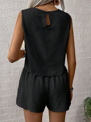 Hazel Blues® | Round Neck Sleeveless Top and Shorts Set