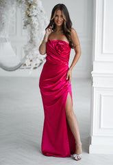 LBD Exclusive Cerise Camila Satin Maxi Dress