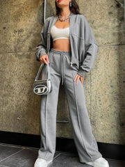 Hazel Blues® | Baseball Collar Zip Up Top and Drawstring Paants Set