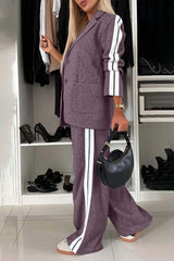 Hazel Blues® | Contrast Lapel Collar Top and Pants Set