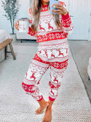 Hazel Blues® | Christmas Element Round Neck Top and Pants Set