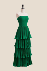 Emerald Green Chiffon Ruffles Long Party Dress