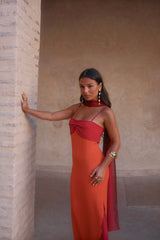 Zahara Dress in Orange and Red - Shipping/Envio 25/05 to 29/05