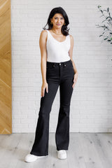 Hazel Blues® | Etta High Rise Control Top Flare Jeans in Black