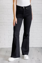 Hazel Blues® | Etta High Rise Control Top Flare Jeans in Black