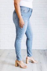 Hazel Blues® | Justine High Rise Control Top Contrast Wash Skinny Jeans