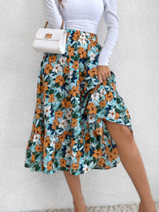 Hazel Blues® | Printed Elastic Waist Midi Skirt