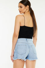 Hazel Blues® | Kancan Raw Hem Distressed High Waist Denim Shorts