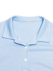 Hazel Blues® | Collared Neck Long Sleeve Top and Drawstring Pants Set