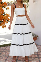 Hazel Blues® | Contrast Trim Cami and Skirt Set