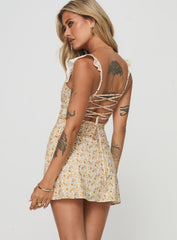 Landon Mini Dress Yellow Floral