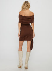 Island Girl Tie Skirt Mini Dress Brown