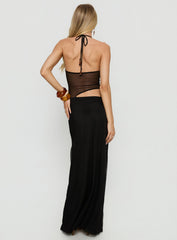 Dyanna Halter Mesh Maxi Dress Black