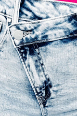 Hazel Blues® | Raw Hem Buttoned Denim Shorts with Pockets