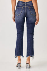 Hazel Blues® | Risen Frayed Hem Cropped Straight Jeans