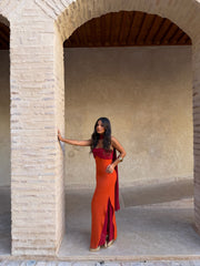 Zahara Dress in Orange and Red - Shipping/Envio 25/05 to 29/05