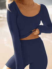 Hazel Blues® | Scoop Neck Long Sleeve Top and Shorts Set