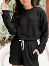 Hazel Blues® | Ribbed Round Neck Long Sleeve Top and Shorts Set