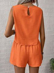 Hazel Blues® | Round Neck Sleeveless Top and Shorts Set