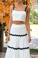 Hazel Blues® | Contrast Trim Cami and Skirt Set
