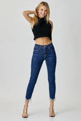 Hazel Blues® | RISEN Embellished Mid Rise Crop Skinny Jeans