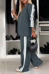 Hazel Blues® | Contrast Lapel Collar Top and Pants Set