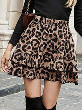 Hazel Blues® | Ruffled Leopard Elastic Waist Skirt