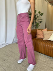 Hazel Blues® | RFM High Rise Garment Dye Wide Leg Jeans