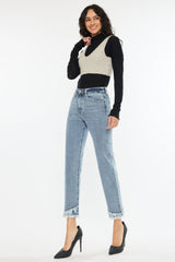 Hazel Blues® | Kancan Raw Hem High Rise Straight Jeans