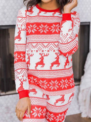 Hazel Blues® | Christmas Element Round Neck Top and Pants Set