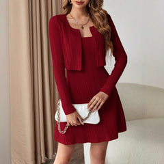 Hazel Blues® | Ribbed Long Sleeve Cropped Cardigan and Cami Dress Set