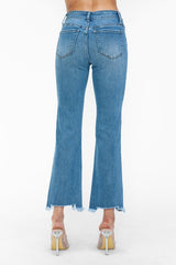 Hazel Blues® | bytos Raw Hem Distressed Mid Rise Crop Jeans