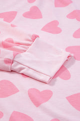 Hazel Blues® | Heart Print Long Sleeve Top and Shorts Lounge Set