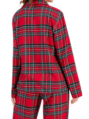 Hazel Blues® | Plaid Collared Neck Button Up Top and Pants Lounge Set