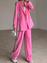 Hazel Blues® | Side Striped Long Sleeve Blazer and Pants Set