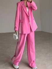 Hazel Blues® | Side Striped Long Sleeve Blazer and Pants Set