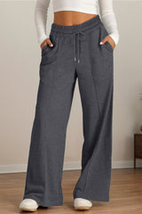 Hazel Blues® | Drawstring Elastic Waist Wide Leg Pants