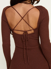 Brownhall Long Sleeve Mini Dress Mocha