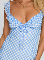 Marseilla Mini Dress Blue Check