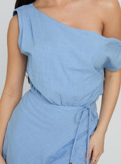 Frangelica Off The Shoulder Maxi Dress Light Blue