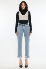 Hazel Blues® | Kancan Raw Hem High Rise Straight Jeans
