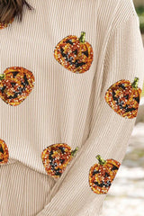 Hazel Blues® | Sequin Pumpkin Round Neck Top and Shorts Set