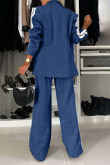 Hazel Blues® | Contrast Lapel Collar Top and Pants Set