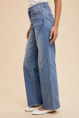 Hazel Blues® | Annie Wear Decorative Seams Wide Leg Jeans