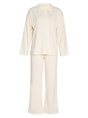 Hazel Blues® | Collared Neck Long Sleeve Top and Drawstring Pants Set