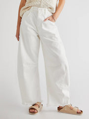 Hazel Blues® | Raw Hem Wide Leg Jeans with Pockets