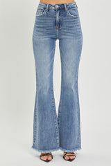 Hazel Blues® | RISEN High Waist Raw Hem Flare Jeans