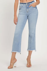 Hazel Blues® | RISEN High Rise Raw Edge Crop Jeans