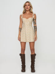Landon Mini Dress Yellow Floral