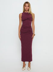 Heart Out Ruched Maxi Dress Plum